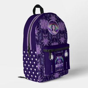 Purple rain fairy printed backpack