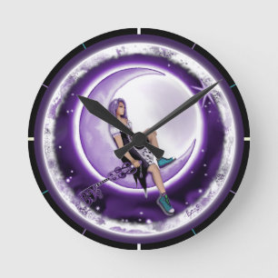 Purple Rain Fairy Round Clock