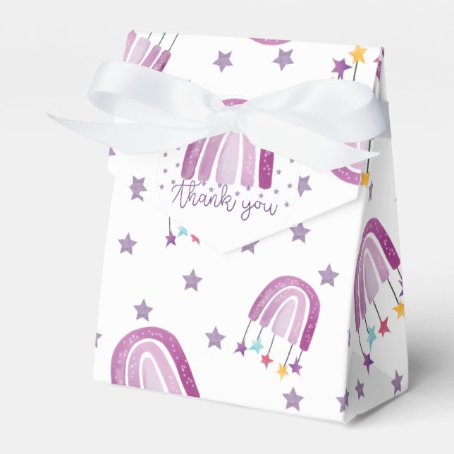 Purple Rainbow Baby Shower Thank you Favour Box (Front Side)