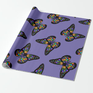 Purple Rainbow Butterfly Wrapping Paper