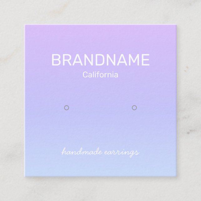 Purple Rainbow Color Gradient Earrings Display Square Business Card (Front)