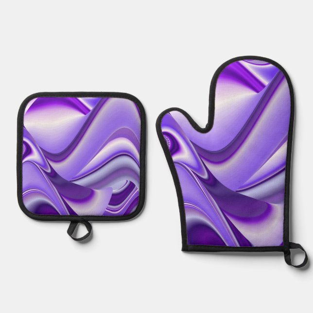 Purple Rainbow Dreams Oven Mitt & Pot Holder Set (Front)