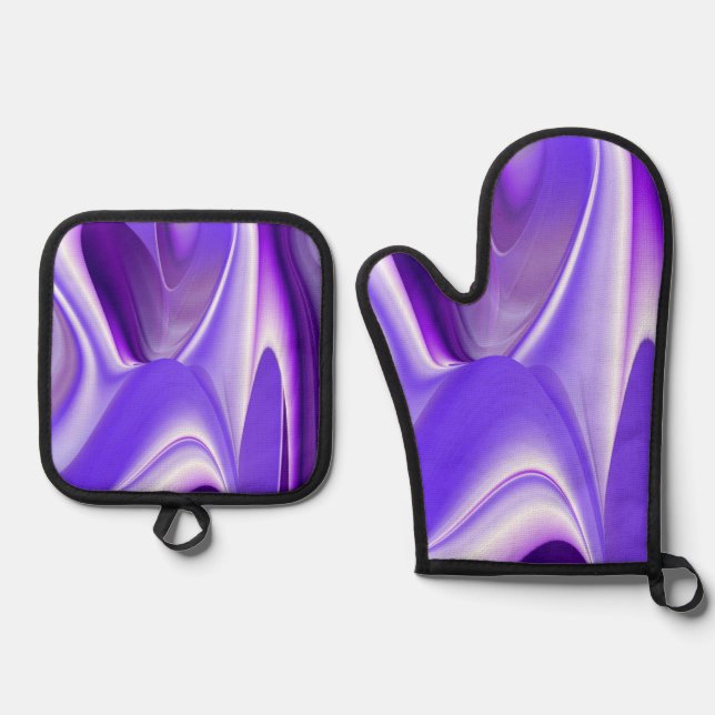 Purple Rainbow Dreams Oven Mitt & Pot Holder Set (Front)
