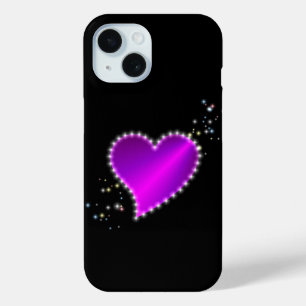 Purple Rainbow Heart with Stars iPhone 15 Case