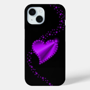 Purple Rainbow Heart with Stars iPhone 15 Case
