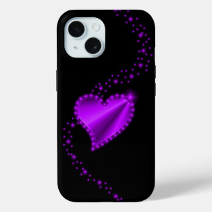 Purple Rainbow Heart with Stars iPhone 15 Case