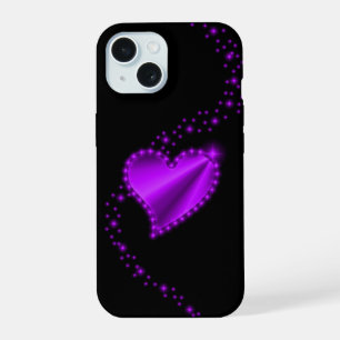 Purple Rainbow Heart with Stars iPhone 15 Case