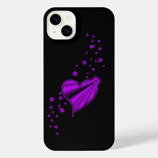 Purple Rainbow Heart with Stars iPhone Case (Back)