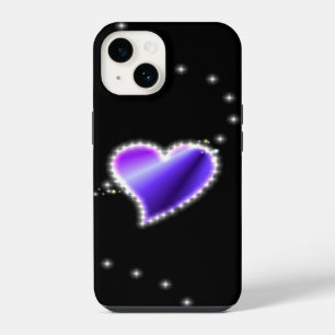 Purple Rainbow Heart with Stars iPhone 14 Case