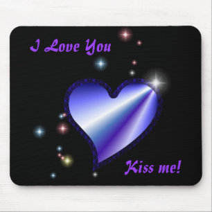 Purple Rainbow Heart with Stars Mouse Pad