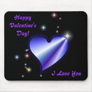 Purple Rainbow Heart with Stars Mouse Pad