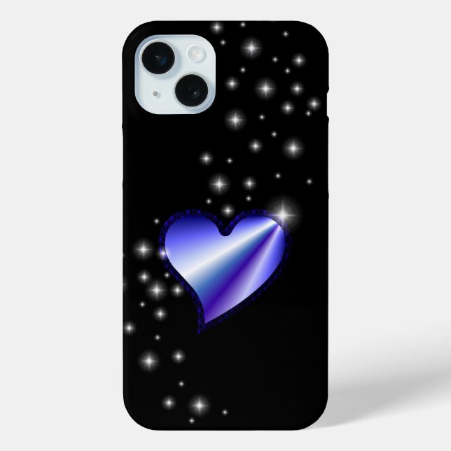 Purple Rainbow Heart with Stars on black Case-Mate iPhone Case (Back)