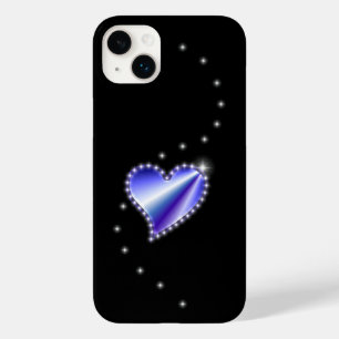 Purple Rainbow Heart with Stars on black Case-Mate iPhone 14 Plus Case