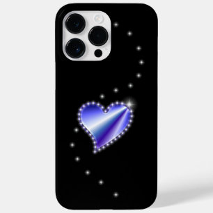 Purple Rainbow Heart with Stars on black Case-Mate iPhone 14 Pro Max Case
