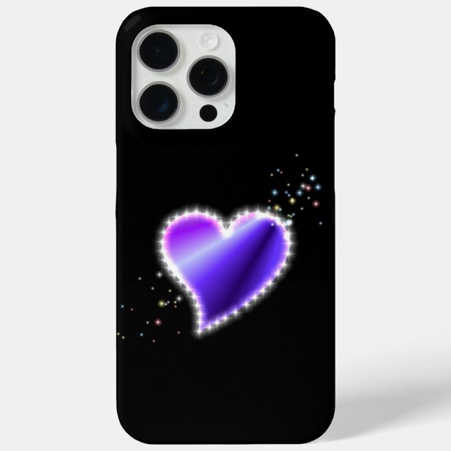 Purple Rainbow Heart with Stars on black Case-Mate iPhone Case (Back)