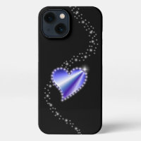 Purple Rainbow Heart with Stars on black
