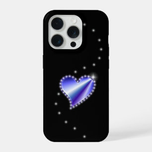 Purple Rainbow Heart with Stars on black iPhone 15 Pro Case