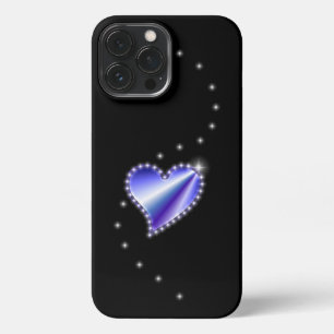 Purple Rainbow Heart with Stars on black iPhone 13 Pro Max Case