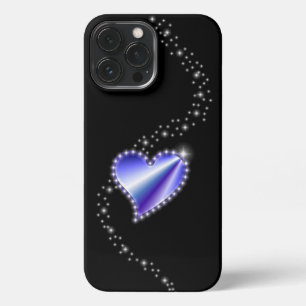 Purple Rainbow Heart with Stars on black iPhone 13 Pro Max Case