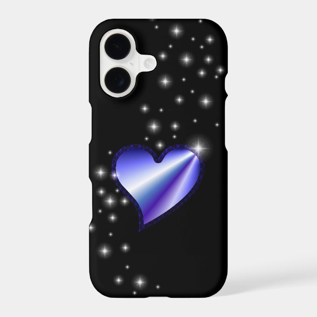 Purple Rainbow Heart with Stars on black iPhone Case (Back)