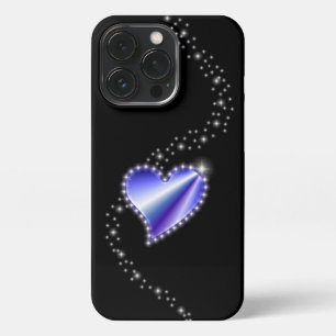 Purple Rainbow Heart with Stars on black iPhone 13 Pro Case