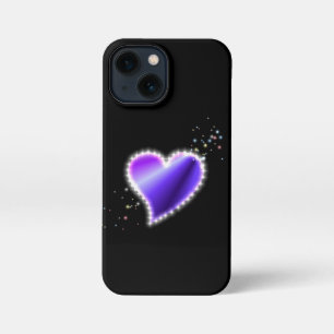 Purple Rainbow Heart with Stars on black iPhone 13 Mini Case