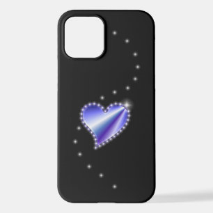 Purple Rainbow Heart with Stars on black iPhone 12 Case