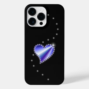 Purple Rainbow Heart with Stars on black iPhone 14 Pro Max Case