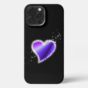 Purple Rainbow Heart with Stars on black iPhone 13 Pro Max Case