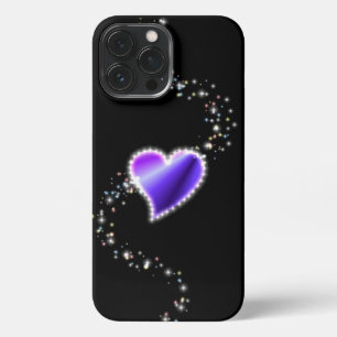 Purple Rainbow Heart with Stars on black iPhone 13 Pro Max Case
