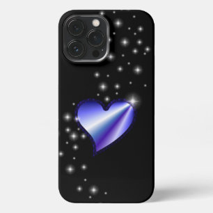Purple Rainbow Heart with Stars on black iPhone 13 Pro Max Case