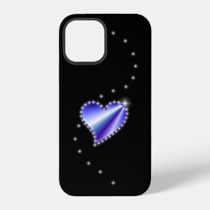 Purple Rainbow Heart with Stars on black iPhone 12 Case