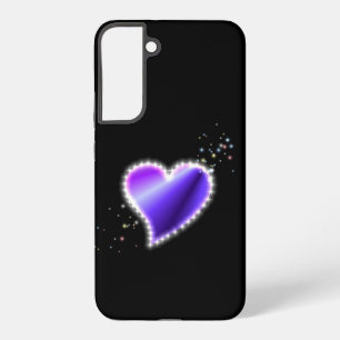 Purple Rainbow Heart with Stars on black Samsung Galaxy Case
