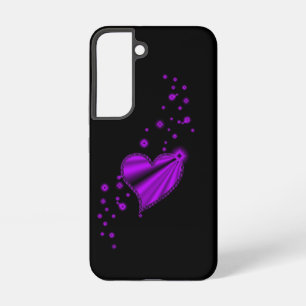 Purple Rainbow Heart with Stars on black Samsung Galaxy Case