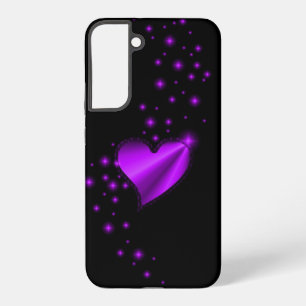 Purple Rainbow Heart with Stars on black Samsung Galaxy Case