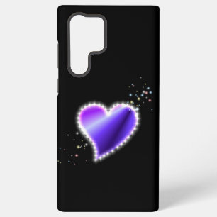 Purple Rainbow Heart with Stars on black Samsung Galaxy Case