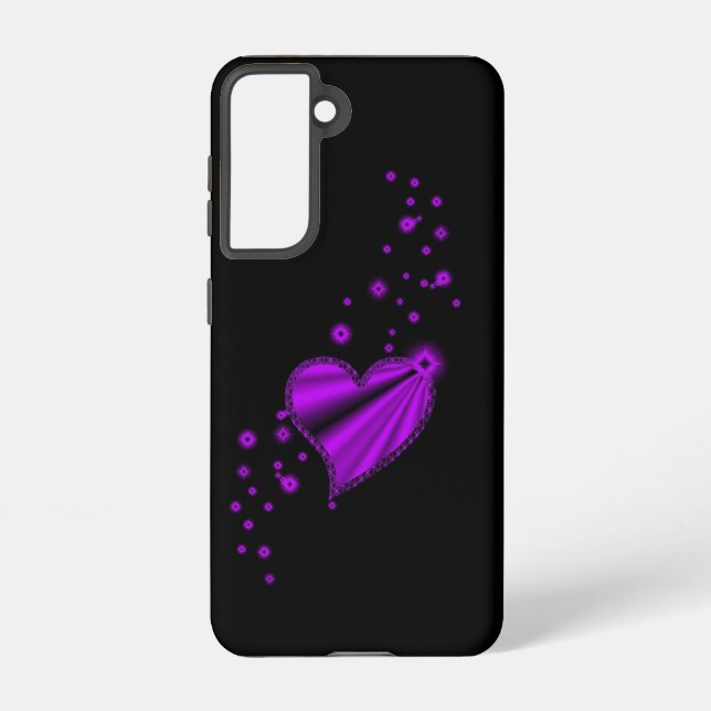Purple Rainbow Heart with Stars Samsung Galaxy S21 Case (Back)