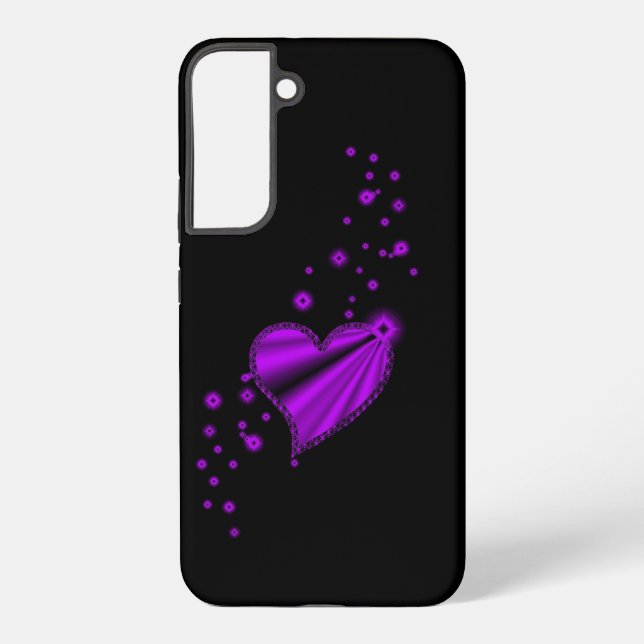Purple Rainbow Heart with Stars Samsung Galaxy S22+ Case (Back)