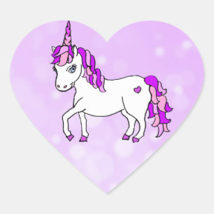 Purple Rainbow Horned  Unicorn Heart Sticker
