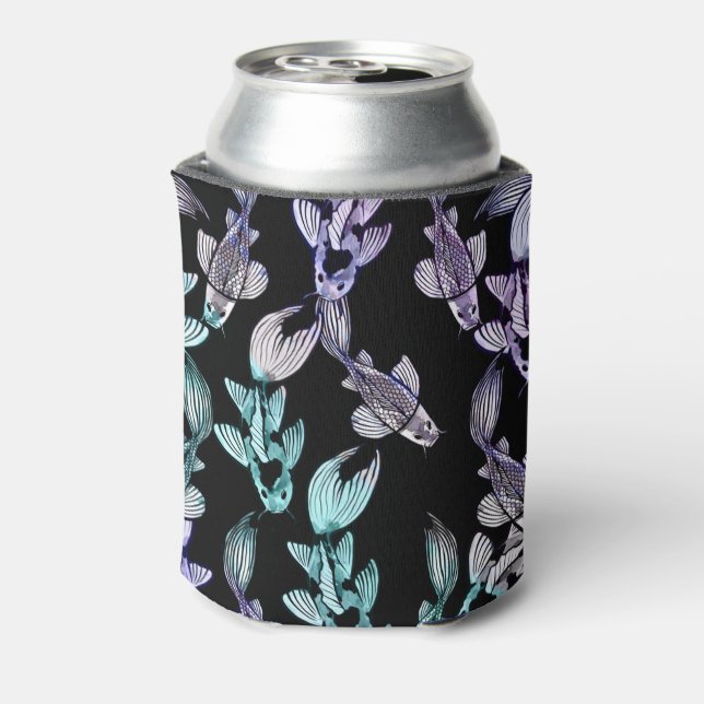 Purple Rainbow Koi Pond Art Kois Fish pattern      Can Cooler (Can Back)