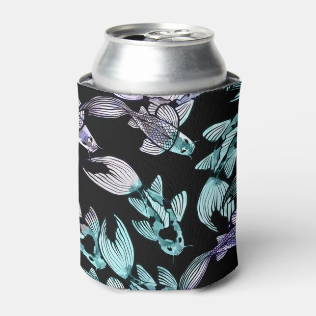 Purple Rainbow Koi Pond Art Kois Fish pattern     Can Cooler (Can Front)