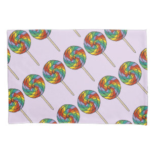 Purple Rainbow Lollipop Candy Sweet Lollies Pillowcase