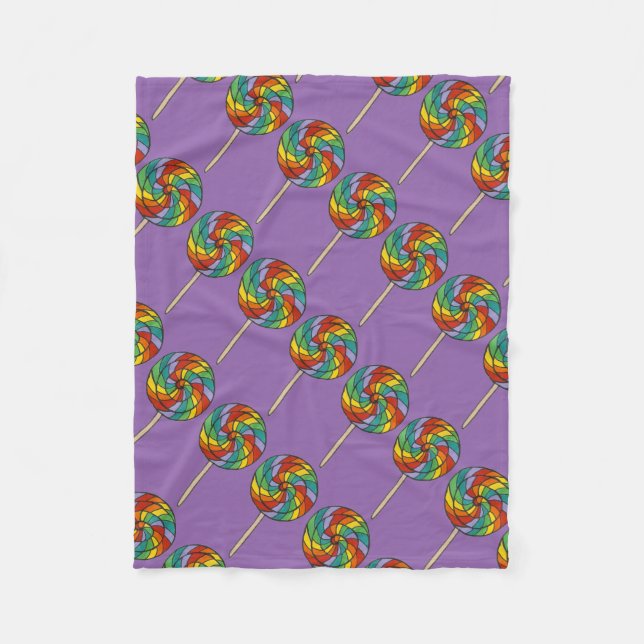 Purple Rainbow Lollipop Sweet Lolly Candy Fleece Blanket (Front)