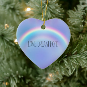 Purple Rainbow Love Dream Hope Personalised Ceramic Ornament