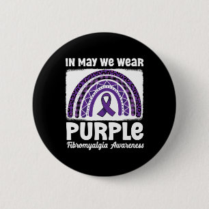 Purple Rainbow Support Fibro Warrior Fibromyalgia 6 Cm Round Badge