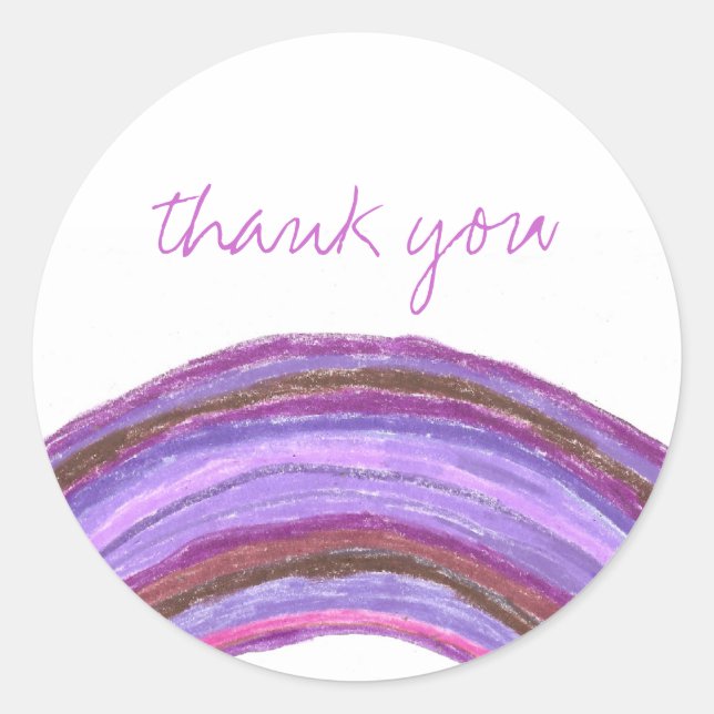 Purple rainbow thank you sticker (Front)