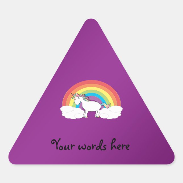 Purple rainbow unicorn gifts triangle sticker (Front)