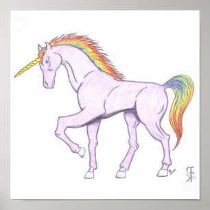 Purple Rainbow Unicorn Poster