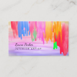 Purple Rainbow Watercolor Abstract Painted Artist Business Card