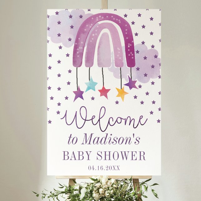 Purple Rainbow Welcome Baby Shower Poster (Creator Uploaded)